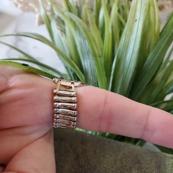 Silver Tone Adjustable Band Ring with Orange Brown Jewels 💥3 for $24💥 - Picture 9 of 15